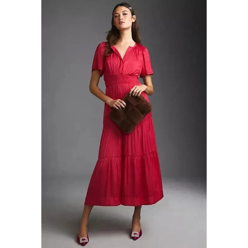 NWT by Anthropologie The Somerset Maxi in Pink Lumensilk Edition Dress XL